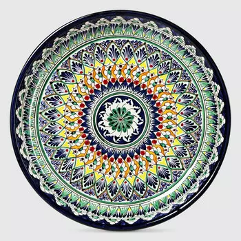 Ляган Риштанская керамика Узоры Риштанская роспись синяя микс 37 см 7003805