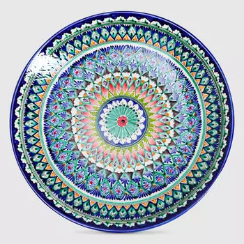 Ляган Риштанская керамика Узоры Риштанская роспись синяя микс 39 см 3554763