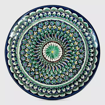 Ляган Риштанская керамика Узоры Риштанская роспись синяя 39 см 3554762