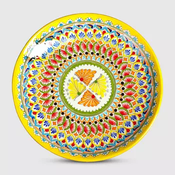 Ляган Риштанская керамика Узоры Желтый 32 см 5262348