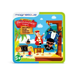 Магнитные настольные игры 4 в 1: виселица, лудо, солитер, танграм