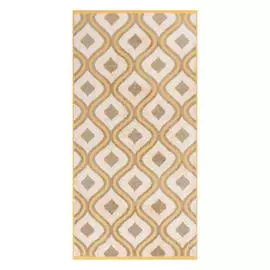 Махровое полотенце Cleanelly Candela белое с коричневым и горчичным 50х100 см