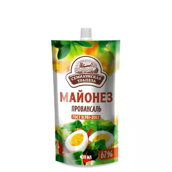 Майонез провансаль Семилукская трапеза 67% 400 мл