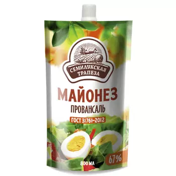 Майонез провансаль Семилукская трапеза 67% 800 мл