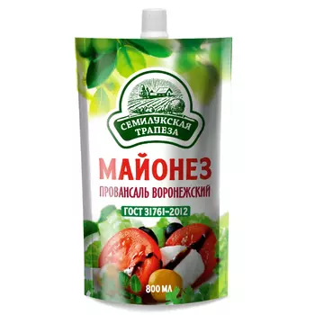 Майонез провансаль Семилукская трапеза Воронежский 51% 800 мл