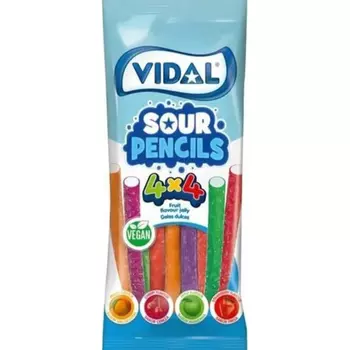 Мармелад Vidal jelly sour pencils natur 4 вкуса, 4 цвета, 90 г