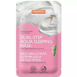 Маска Purederm Двойной уход Аква-Маска для сна Отшелушивающий гель 3 г + Аква-маска для сна с пептидами и экстрактом бамбука 10 г