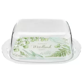 Масленка Phibo с декором бесцветная 189х110х69 мм