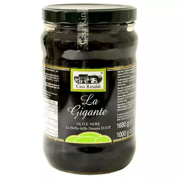 Маслины черные Casa rinaldi гигант ggg стеклянная банка 1700 г