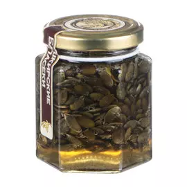 Мед Башкирские Пасеки Сотка цветочный с семенами тыквы, 220 г