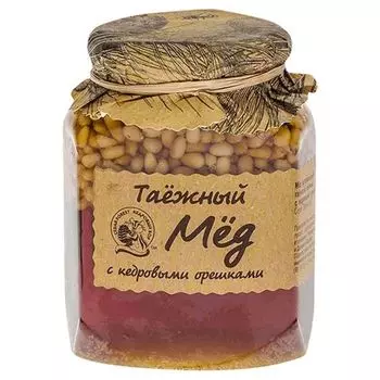 Мед Кедровый бор таежный темный с кедровыми орешками, 460 г