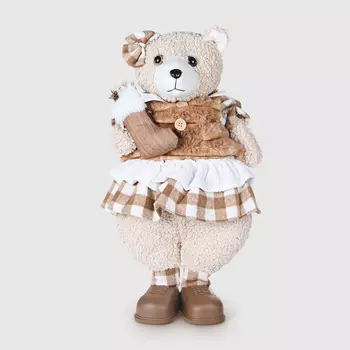 Медведь рождественский Sote Toys в коричнево-белой одежде 55 см