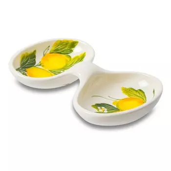 Менажница двухсекционная Edelweiss Лимоны с цветами, 20х13 см