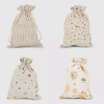 Мешок подарочный Mercury NY-73789 золото 15x22 см в ассортименте