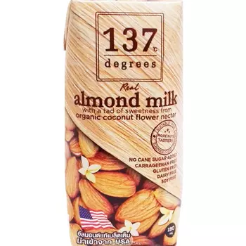 Миндальное молоко 137 Degrees, с нектаром кокосовых соцветий, 0,18 л