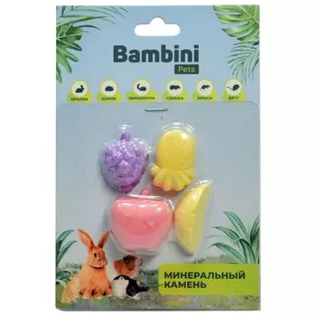 Минеральный камень Bambini Pets для грызунов фрукты 4 шт