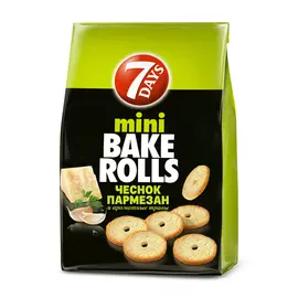 Мини сухарики 7Days Bake Rolls с пармезаном, чесноком и травами 80 г