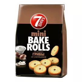 Мини сухарики 7Days Bake Rolls со вкусом "Грибы со сметаной", 80 г