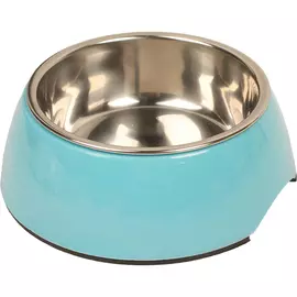 Миска для животных MAJOR металл на меламиновой подставке синяя 235 мл
