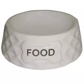 Миска Foxie для кошек и собак Diamond Food белая керамическая 0,19 л
