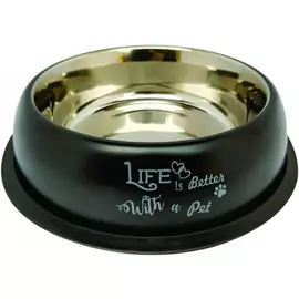 Миска Хорошка Anti skid Designer Bone металлическая черная 900 мл