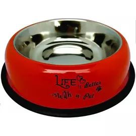 Миска Хорошка Anti skid Designer Bone металлическая красная 700 мл