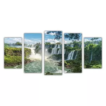 Модульная картина Симфония "горный водопад" 50*100 см из 5 частей (20*35(2шт), 20*45(2шт), 20*50(1шт)