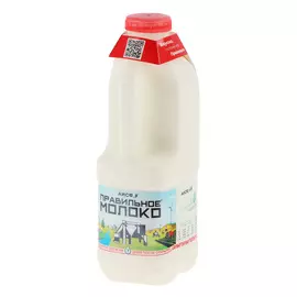 Молоко пастеризованное Правильное молоко 3,2-4% 0,9 л