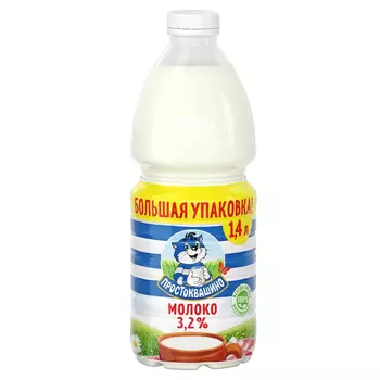 Молоко Простоквашино пастеризованное 3,2% 1,4 л