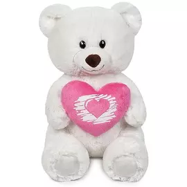 Мягкая игрушка Maxitoys Мишка Белый с Сердцем, 30 см