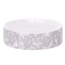 Мыльница Kleine Wolke Spitze белая с серым 10,2х3 см