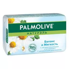 Мыло туалетное твердое Palmolive Натурэль Баланс и Мягкость с экстрактом ромашки и витамином Е, 90 г