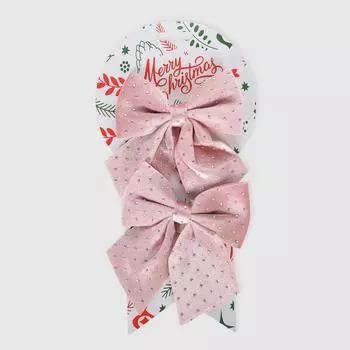 Набор бантов Due Esse Christmas розовые 13 см 2 шт