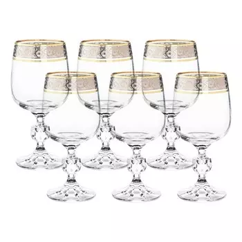 Набор бокалов для красного вина Crystalite Bohemia Sterna панто платина отводка золото 230 мл 6 шт