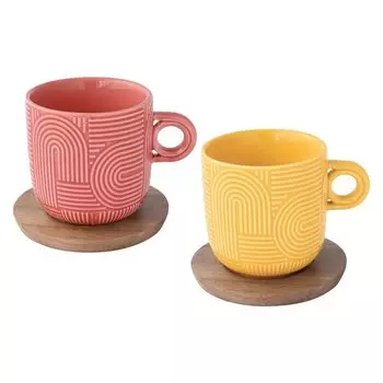 Набор чашек Easy life Радуга красный+желтый на подставках 250 мл 2 шт