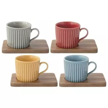 Набор чашек Easy life Время отдыха красный/серый/желтый/синий 4 шт