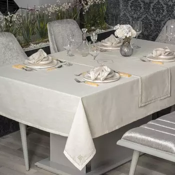 Набор Cotton Box скатерть,дорожка, 6 салфеток кремовый