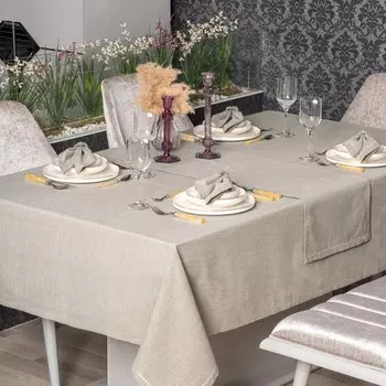 Набор Cotton Box скатерть,дорожка, 6 салфеток коричневый