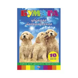 Набор цветной тонированной бумаги Hatber "Два щенка" 10 цветов