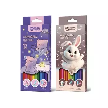 Набор цветных 12 цветов SchoolФормат 247656