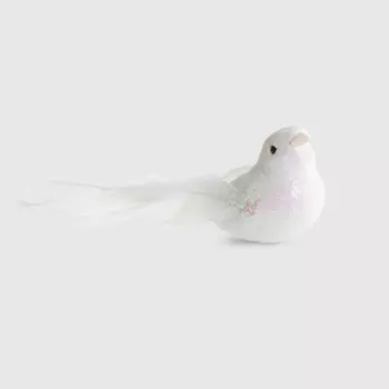 Набор декоративных птиц Due Esse Christmas на клипсе белые 16 см 2 шт