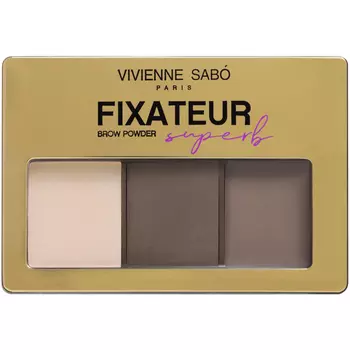 Набор для бровей Vivienne Sabo Fixateur Superb, тени, цветной воск для фиксации и хайлайтер, тон 01, тени 3гр и воск 1гр.
