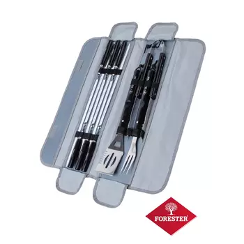 Набор для гриля Forester вилка, лопатка, щипцы, 6 шампуров 55 см, в чехле