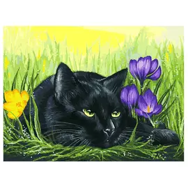 Набор для творчества Белоснежка "Живопись на холсте" Кот и крокусы