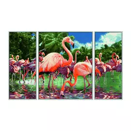 Набор для живописи по номерам Триптих Фламинго 50х80 см