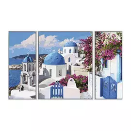 Набор для живописи по номерам Триптих Санторини 50х80 см