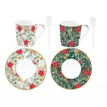 Набор Easy life Рождественское веселье 2 чашки 2 блюдца 2 ложки
