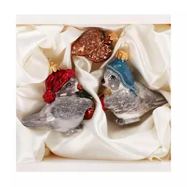 Набор елочных игрушек Irena Птички и шишки 3 шт