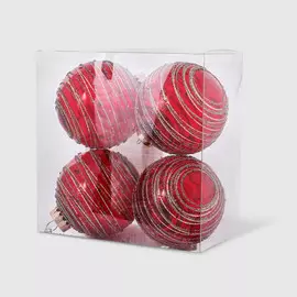 Набор елочных игрушек Unique Treasures A2303RG красные, 4 шт