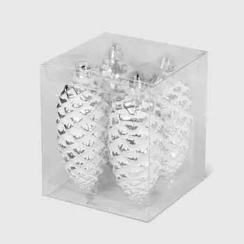 Набор елочных игрушек Unique Treasures 4 шт серебро 103 мм